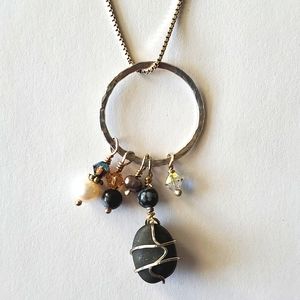 Stone and .925 Italian sterling silver necklace